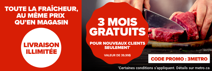 Toute la fraîcheur, au même prix qu'en magasin. Livraison Illimitée. 3 mois gratuits pour nouveaux clients seulement*
