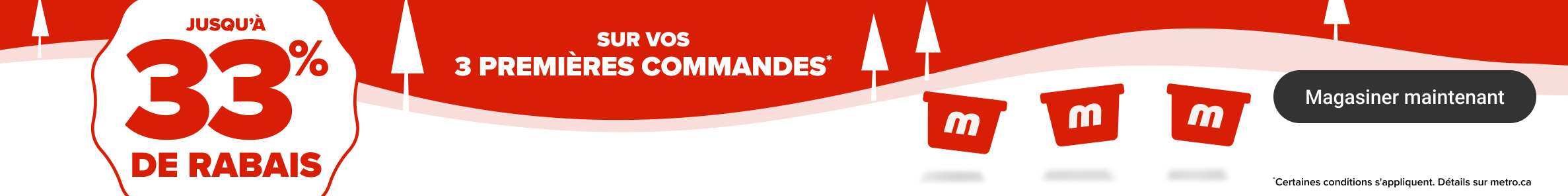 Jusqu'à 33% de rabais sur vos 3 premières commandes.