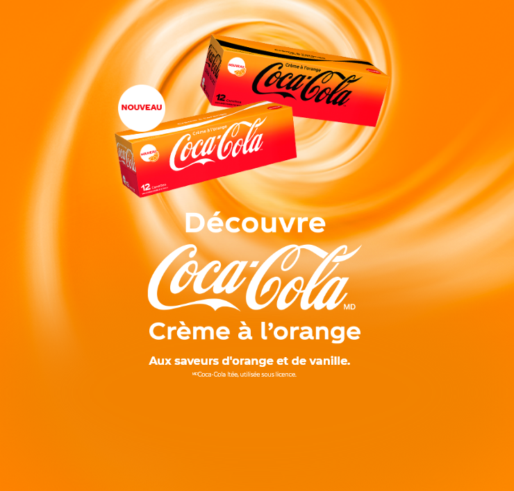 Nouveau - Découvre Coca-Cola Crème à l'orange - Aux saveurs d'orange et de vanille