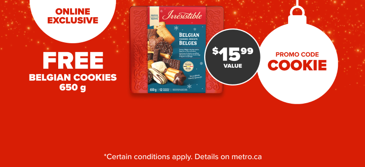 Online Exclusive. Free Belgian Cookies, 650 g. Promo Code COOKIE.