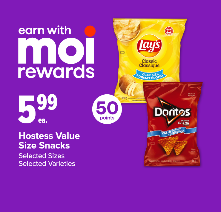 Earn with Moi rewards. 50 points. Hostess Value Size Snacks. Selected Sizes. Selected Varieties.