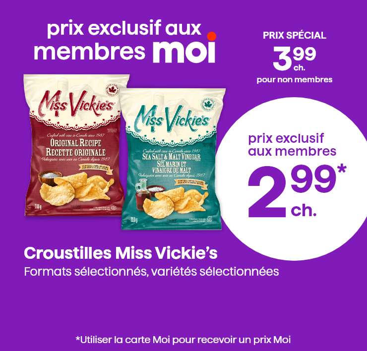 Prix exclusif aux membres moi. Croustilles Miss Vickie's. Formats sélectionnés, variétés sélectionnées.