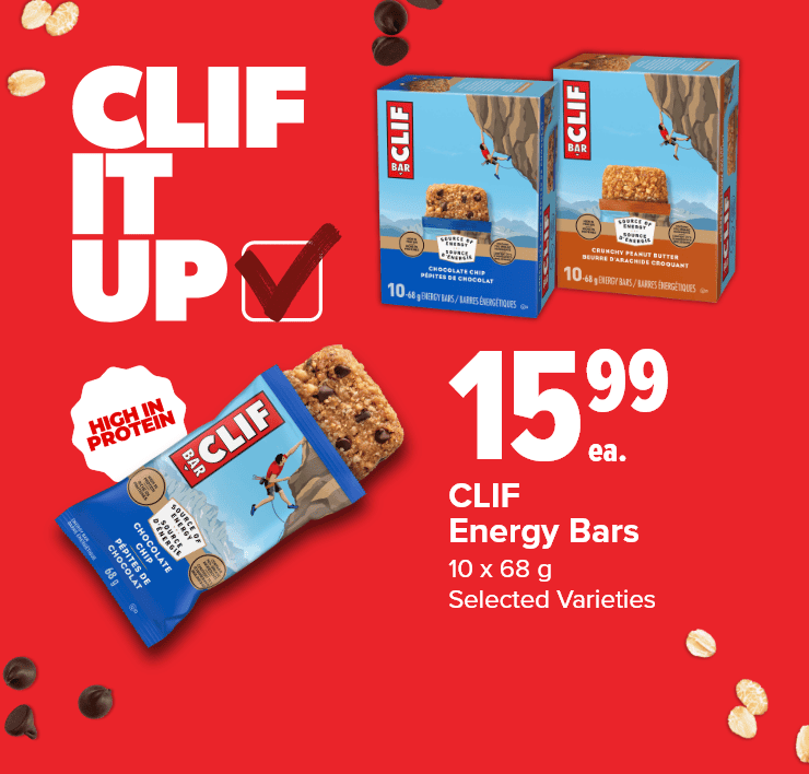 Clif it Up. High in Protein. CLIF Energy Bars 10 x 68g, selected varieties.