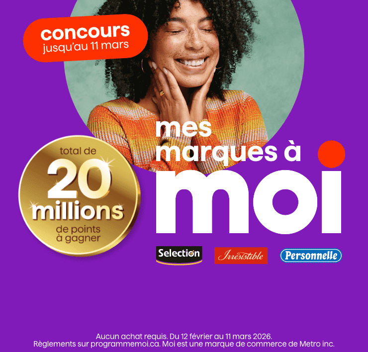 Concours jusqu'au 11 mars. Mes marques à Moi. Total de 20 millions de points à gagner. 5 lots 1 000 000 de points valeur de 8 000 $ chacun. 30 lots 500 000 points valeur de 4 000 $ chacun. 