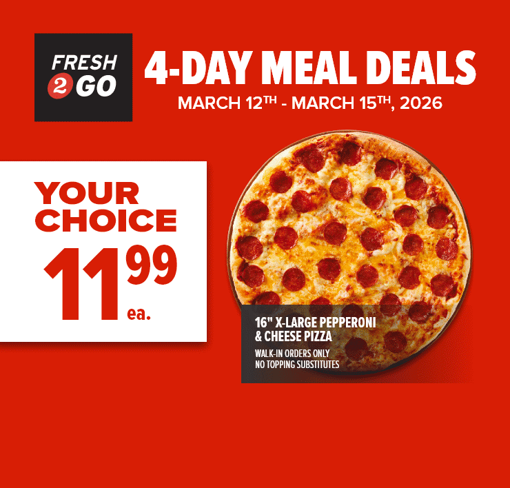 4-Day Meal Seal Promo from March 12–15, 2026 : Pizza, choice of chicken or fruit salad
