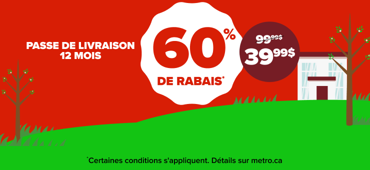 60% de rabais* sur la passe de livraison 12 mois.