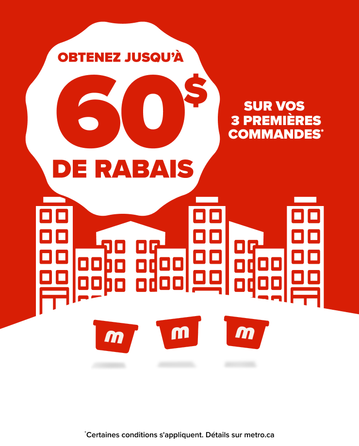 Obtenez jusqu'à 60$ de rabais sur vos 3 premières commandes*