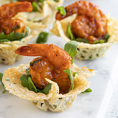 Shrimp Fra Diavolo Bites on Parmesan