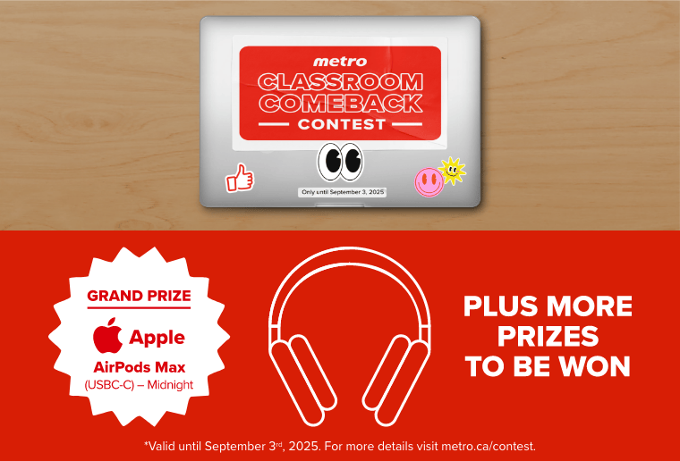 Classroom Comeback Contest. Only until September 3rd, 2025. Grand prize: Apple AirPods Max (USBC-C) – Midnight. Plus More Prizes to be Won: 2x JBL GO 4 Portable Speaker and 2x Amazon Kindles.