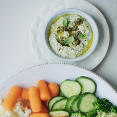 Pea, arugula and pesto dip