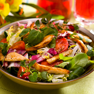 Salade de poulet de Cornouailles aux laitues amères