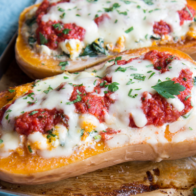 Stuffed Butternut squash with Mutti tomato sauce