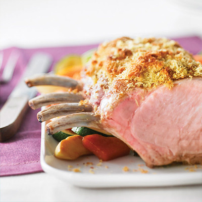 Rack of Pork with a Coconut Curry Crust and Caramelized Squash