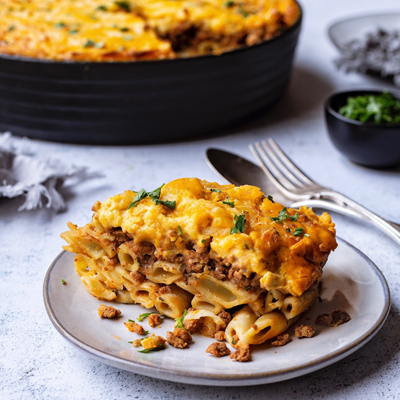 Casserole de pâtes à la béchamel d'agneau et de courge musquée