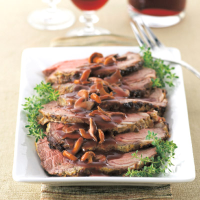 Rib Roast with Wild Mushroom and Red Wine Gravy