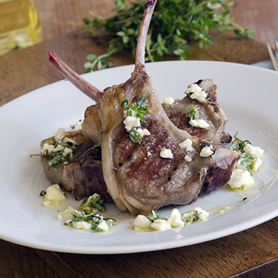 Grilled Lamb Chops with Warm Goat Cheese and Ginger