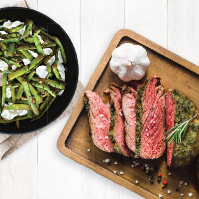 Herb-crusted Beef Tenderloin, Green Bean Casserole with Ricotta