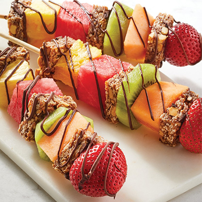 Breakfast Fruit and Bar Skewers