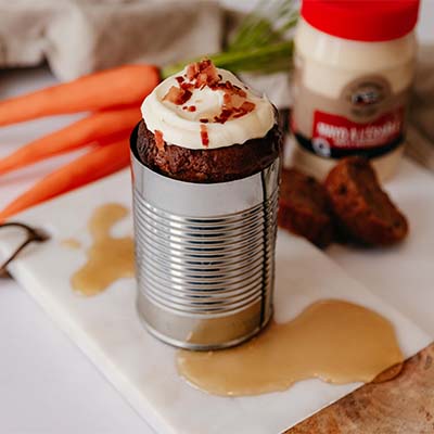 Carrot and Bacon Cake with Maple Mayonnaise