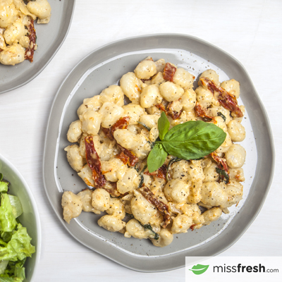 Sun-Dried Tomato and Basil Gnocchi in a Creamy Garlic Parmesan Sauce