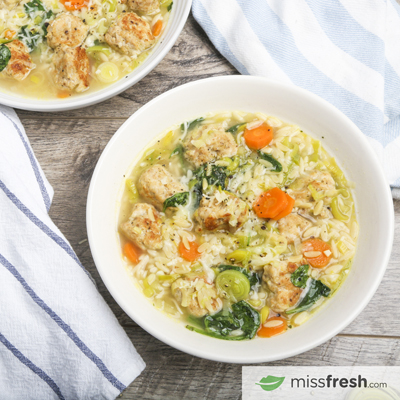 Spring Minestrone with Chicken Meatballs