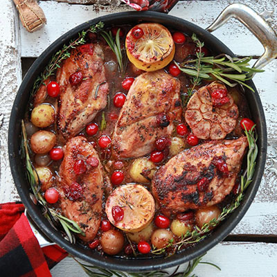 Poitrines de poulet aux canneberges