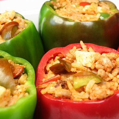 Stuffed Peppers With Almonds, Raisins