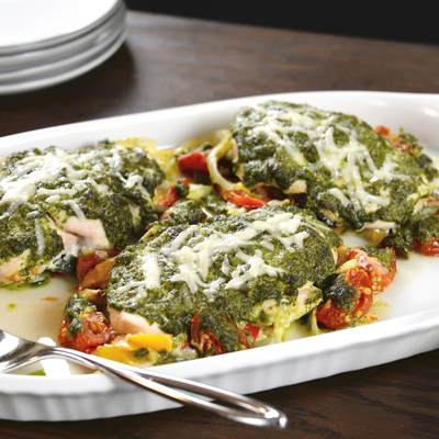 Pesto and Three-cheese Chicken