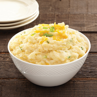 Mashed Potatoes with Cauliflower and Cheddar