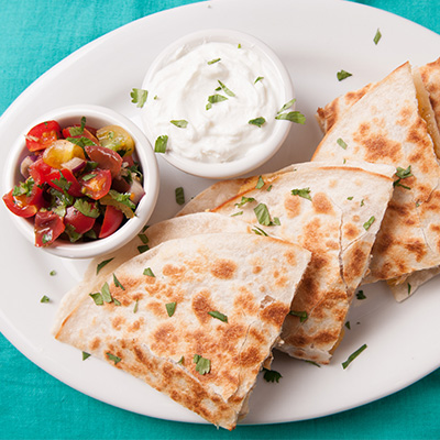 Turkey Quesadillas with Champfleury Cheese and Bacon