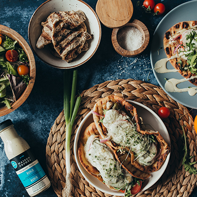 Turkey Naan Sandwich with Ranch Dressing