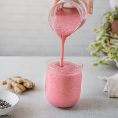 Smoothie aux fraises, gingembre et kéfir