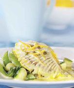 Dover sole with cider and citrus juice