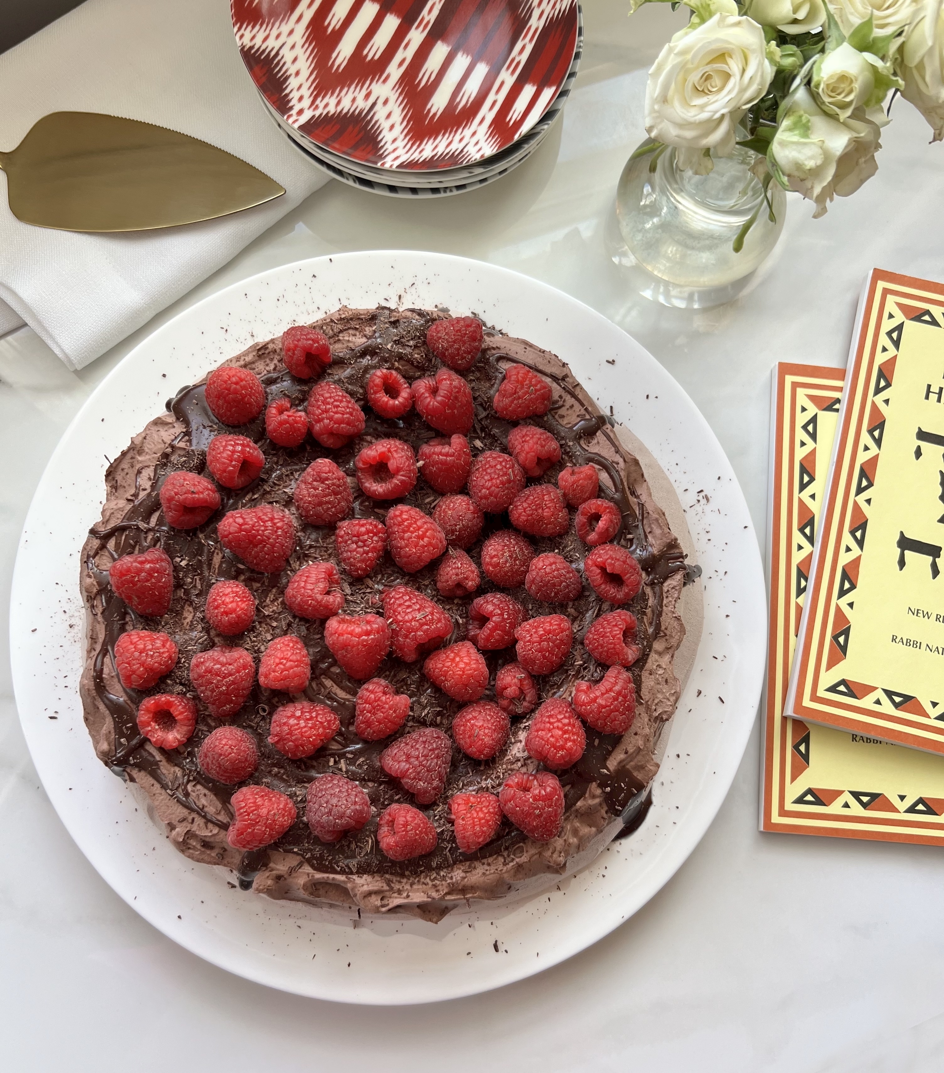 Triple Chocolate Raspberry Passover Pavlova