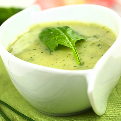 Velouté d'épinards aux haricots