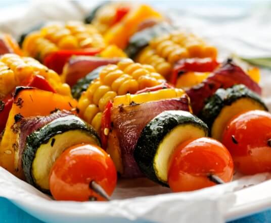 Fruits and vegetables on the barbecue