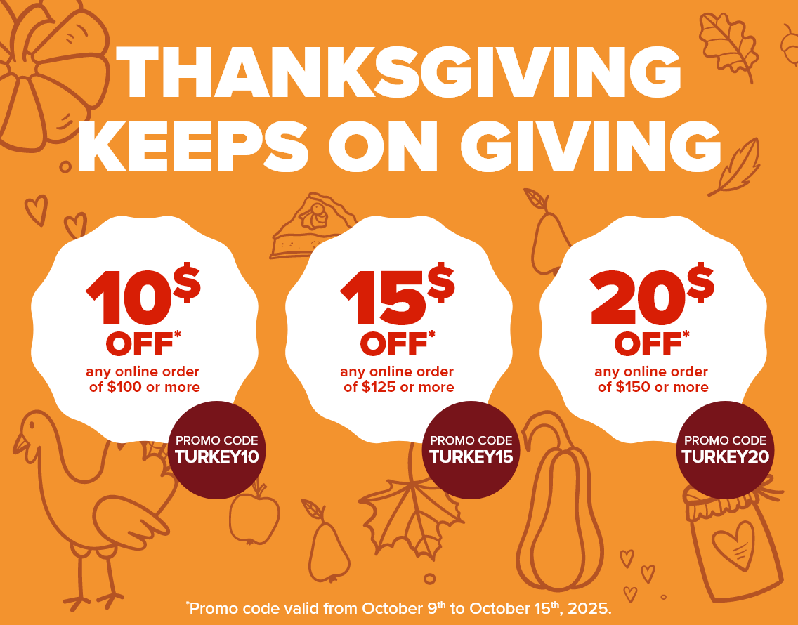 Thanksgiving keeps on giving - Promo code TURKEY10 - Promo code TURKEY15 - Promo code TURKEY20